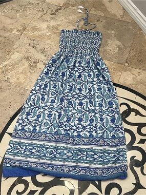 Blue Paisley Maxi Dress - Lightweight Strapless Summer Dress